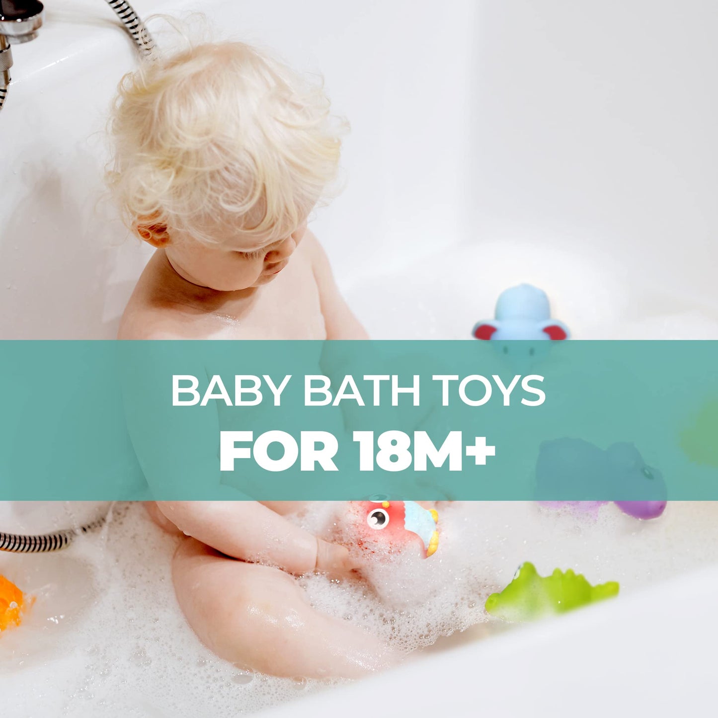 Hely Cancy Infant Bath Toys — 18 Months, No-Hole Animal Bath Toys