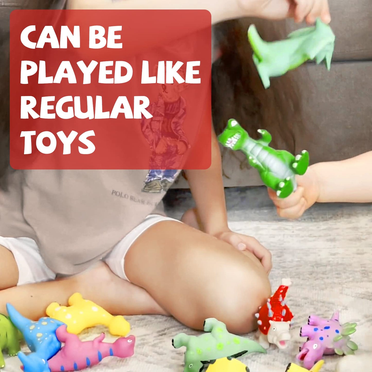 Hely Cancy Dinosaur Bath Toys for Toddlers – No-Hole Sealess 12-Pack for Tub, Pool, Shower