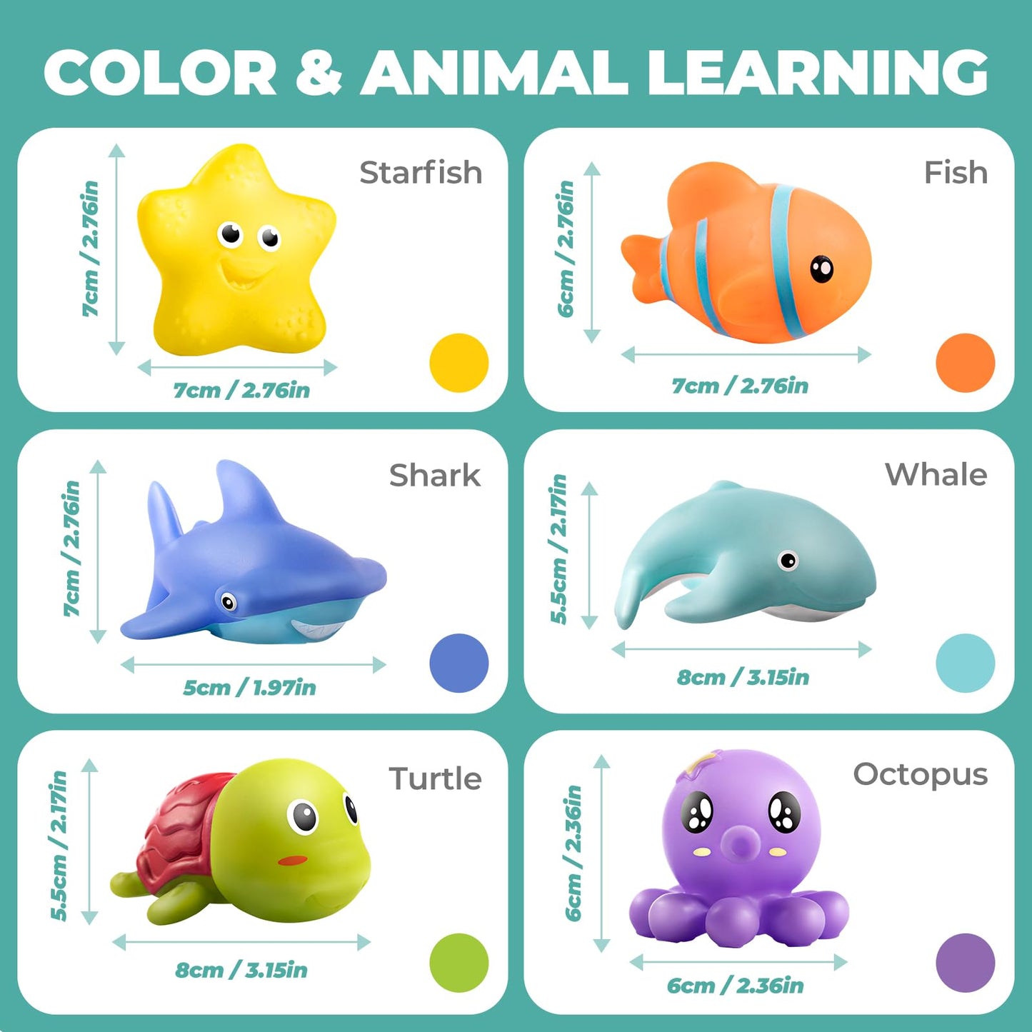 Hely Cancy Infant Bath Toys for 18 Months - No-Hole Animal Bathtub Toys