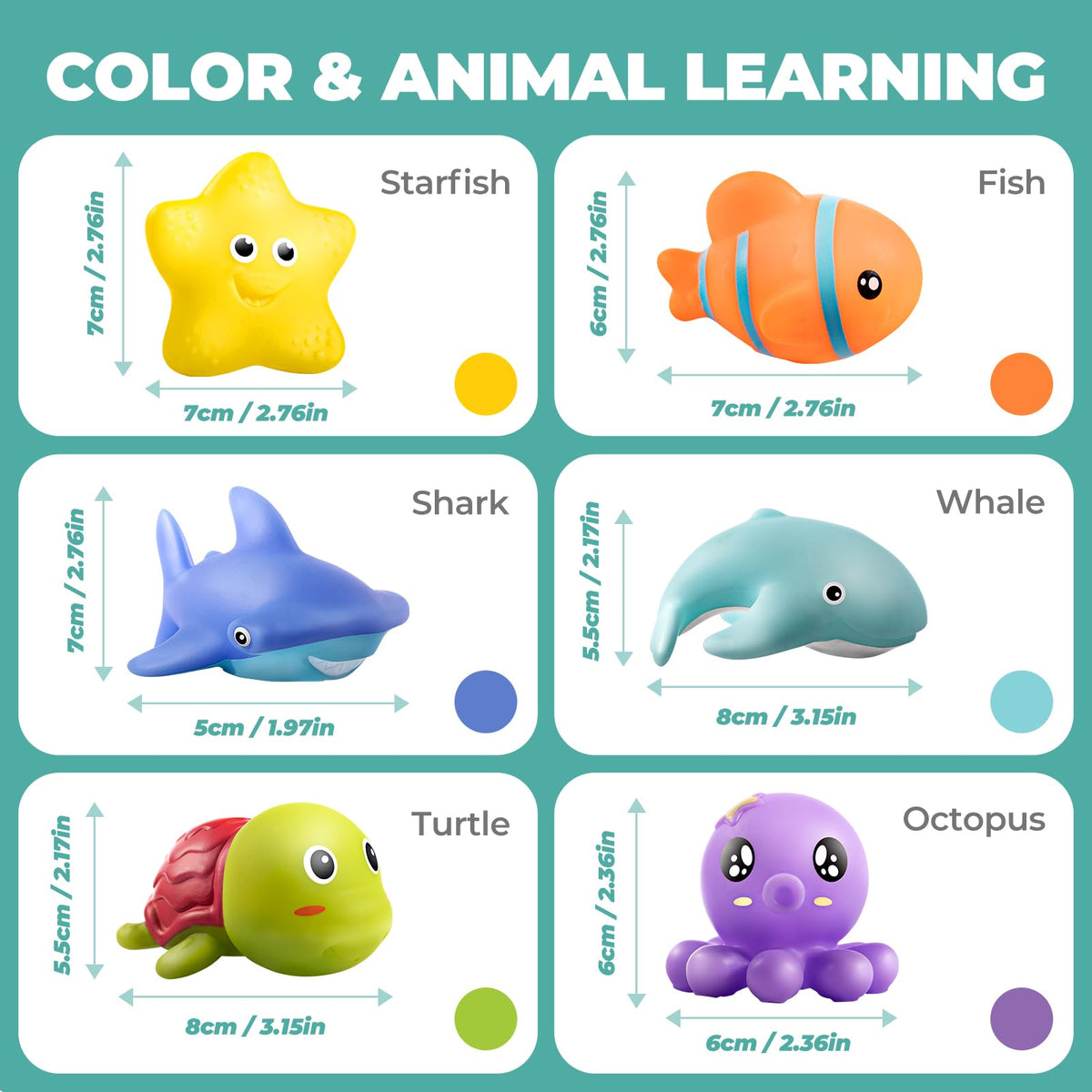 Hely Cancy Infant Bath Toys for 18 Months - No-Hole Animal Bathtub Toys