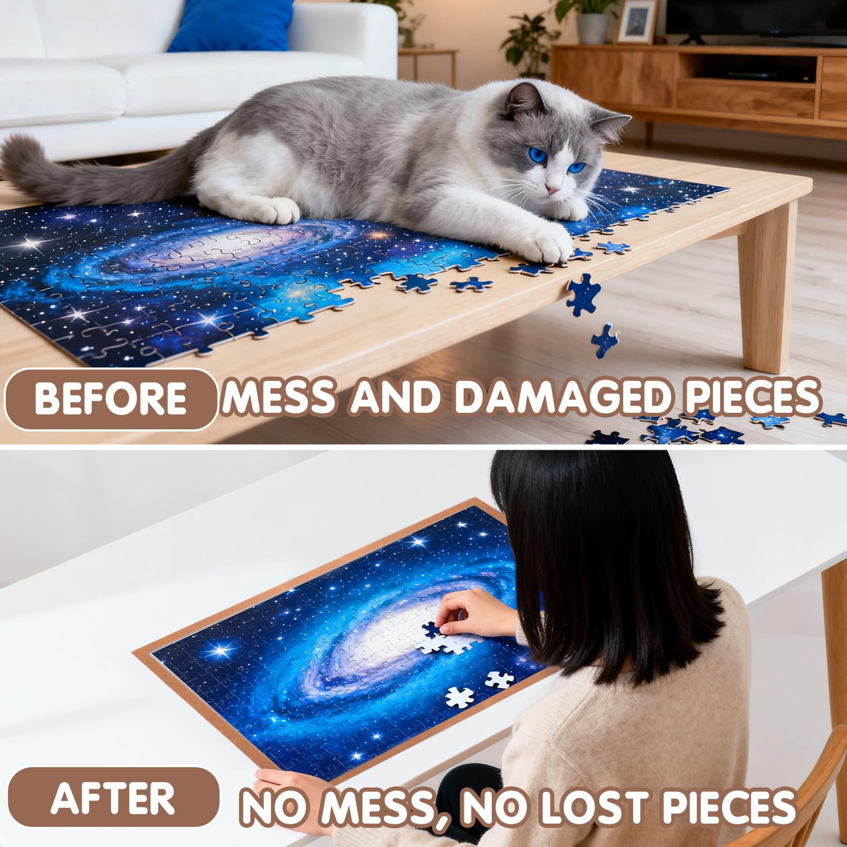Hemoton Jigsaw Puzzle Mat – Portable, Non-Slip Foldable Puzzle Board (Up to 500 Pieces, 23.62 x 15.75, 9 mm)