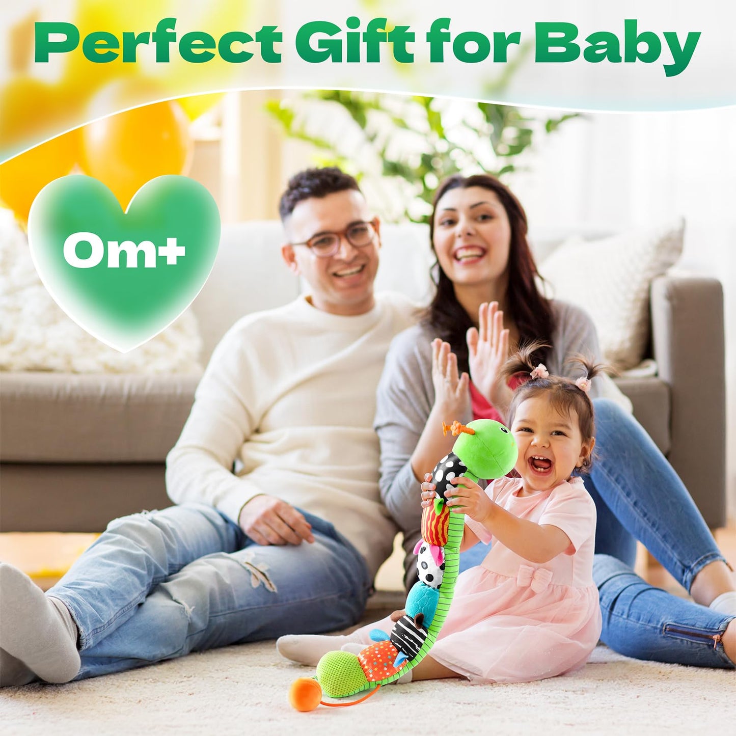 HEMRLY Baby Sensory Caterpillar Toy (Winged Green) 0-6 Months – Musical Plush, Teether & Mirror
