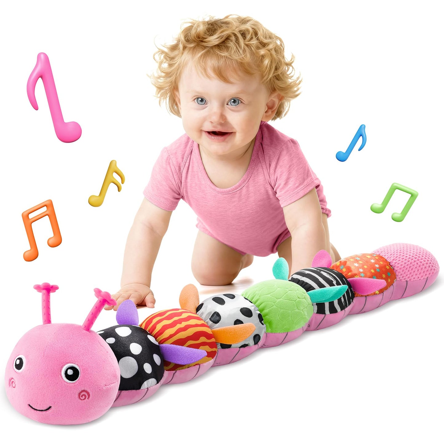 HEMRLY Musical Caterpillar Baby Toy – Sensory Plush Rattle & Teether for 0–12 Months