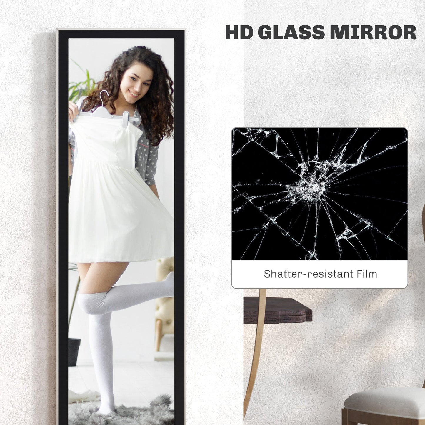 HOMCOM Floor Mirror Wall Mounted Leaning Standing Mirror 37 x 157cm
