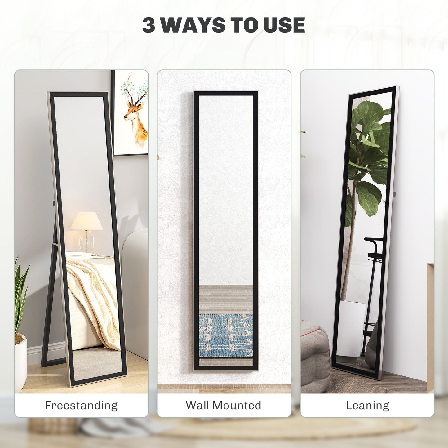HOMCOM Floor Mirror Wall Mounted Leaning Standing Mirror 37 x 157cm