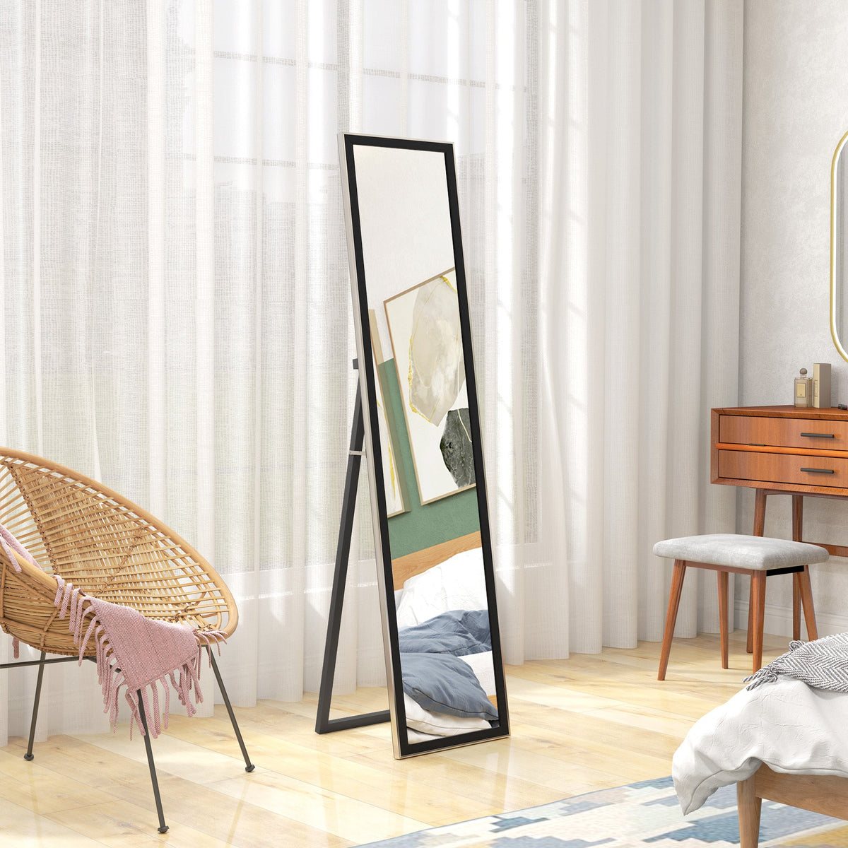 HOMCOM Floor Mirror Wall Mounted Leaning Standing Mirror 37 x 157cm