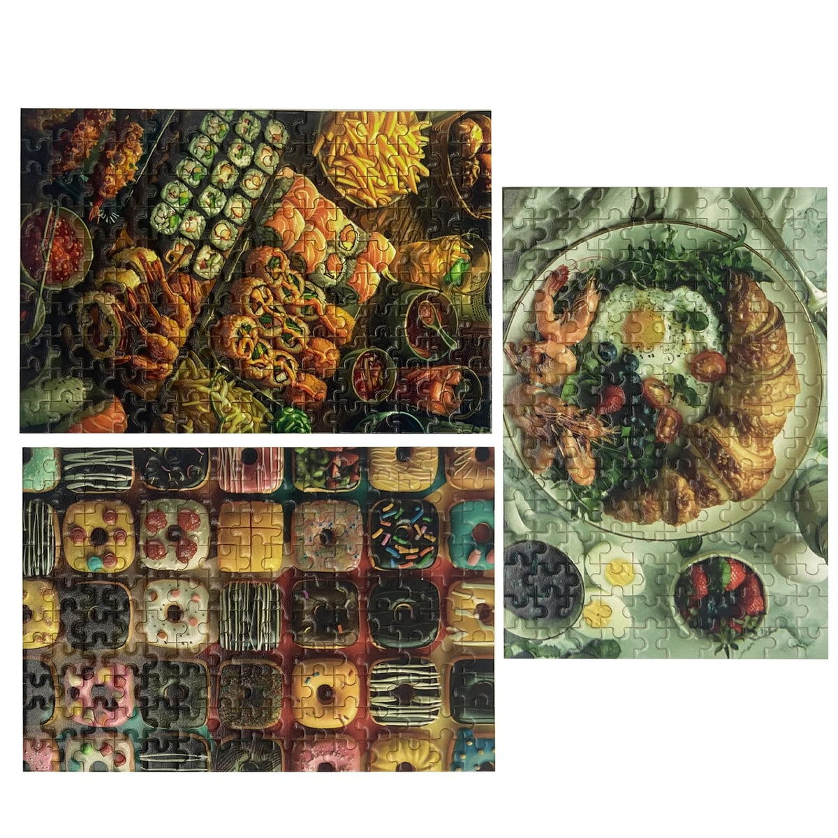 HENGCHI 150-Piece Mini Jigsaw Puzzles – 3-Pack Food Series, 6x4 Inches