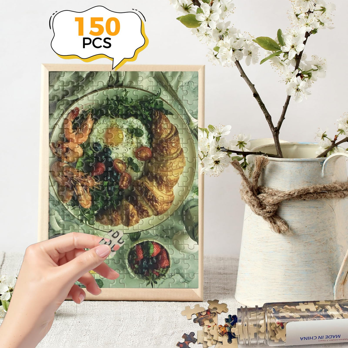HENGCHI 150-Piece Mini Jigsaw Puzzles – 3-Pack Food Series, 6x4 Inches