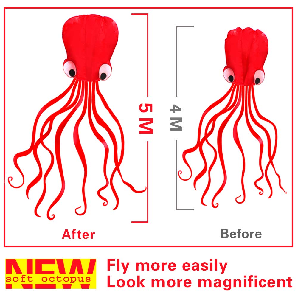 HENGDA KITE Octopus Flyer — 31-Inch Wide Kite with Long Colorful Tail for Kids