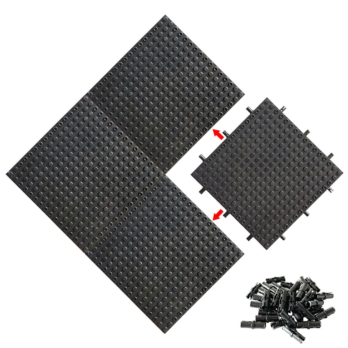 Hensgaukt 4pcs Base Plates Multipack – 16x16 Black for Pixel Art & Wall Displays
