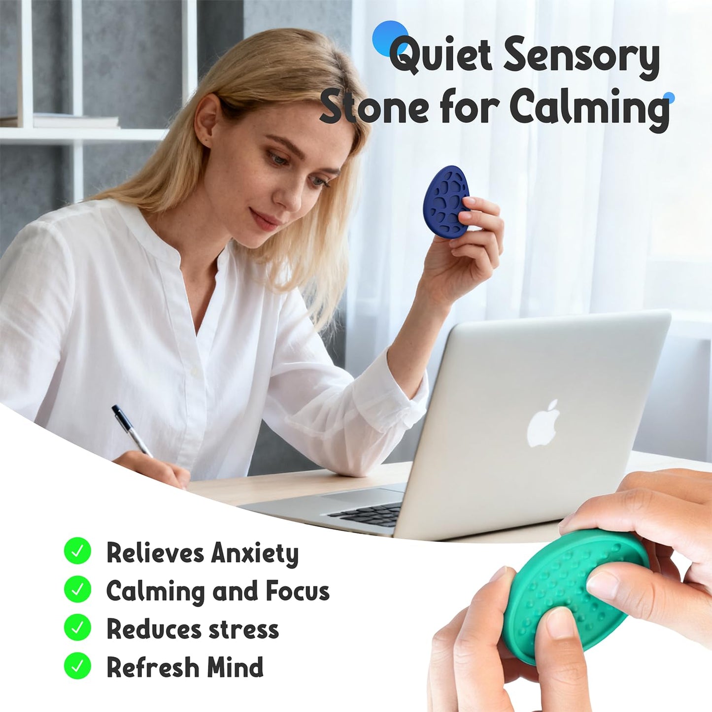 HEOMOONE Fidget Stone 8 Pack – Textured Worry Stones for Focus & Calm