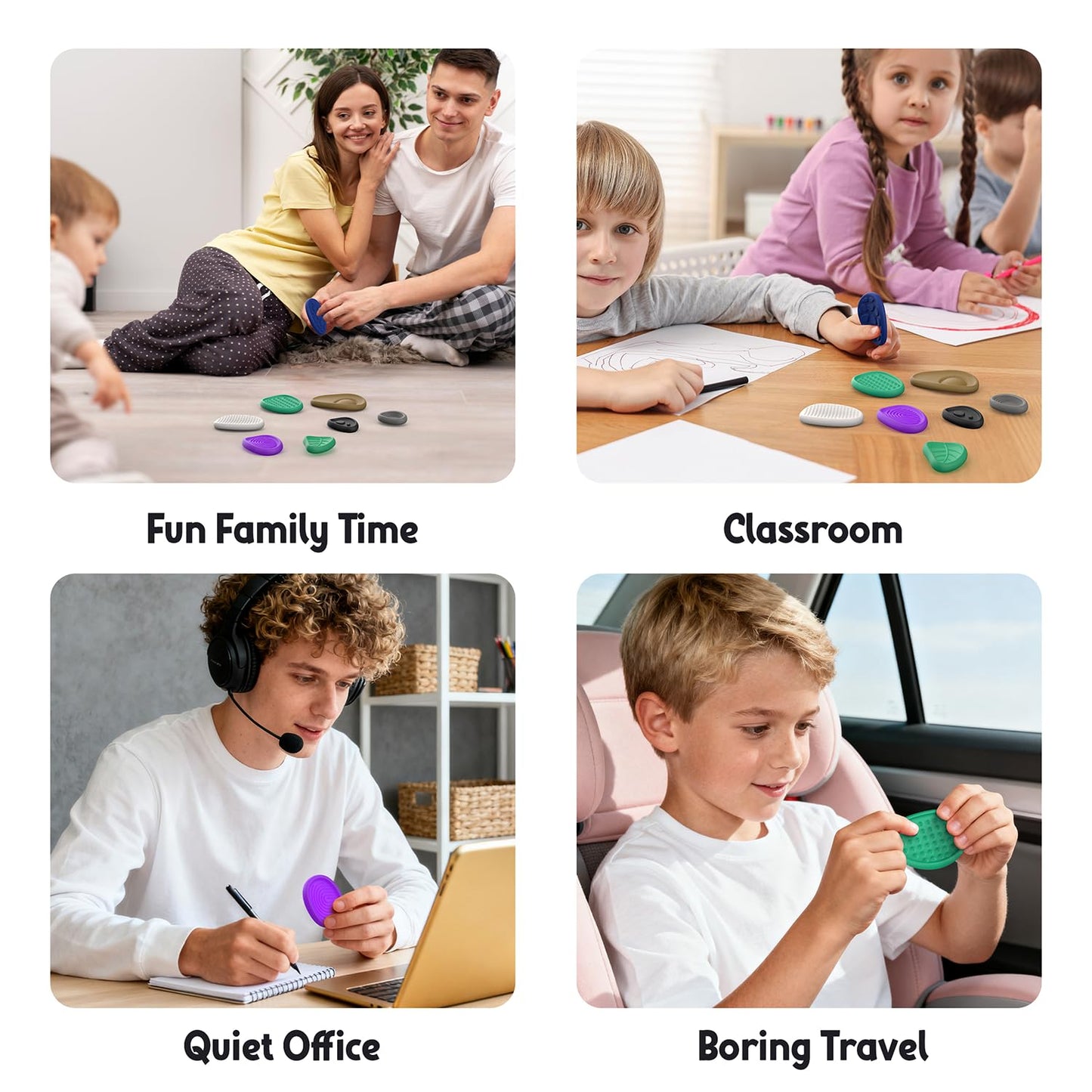 HEOMOONE Fidget Stone 8 Pack – Textured Worry Stones for Focus & Calm