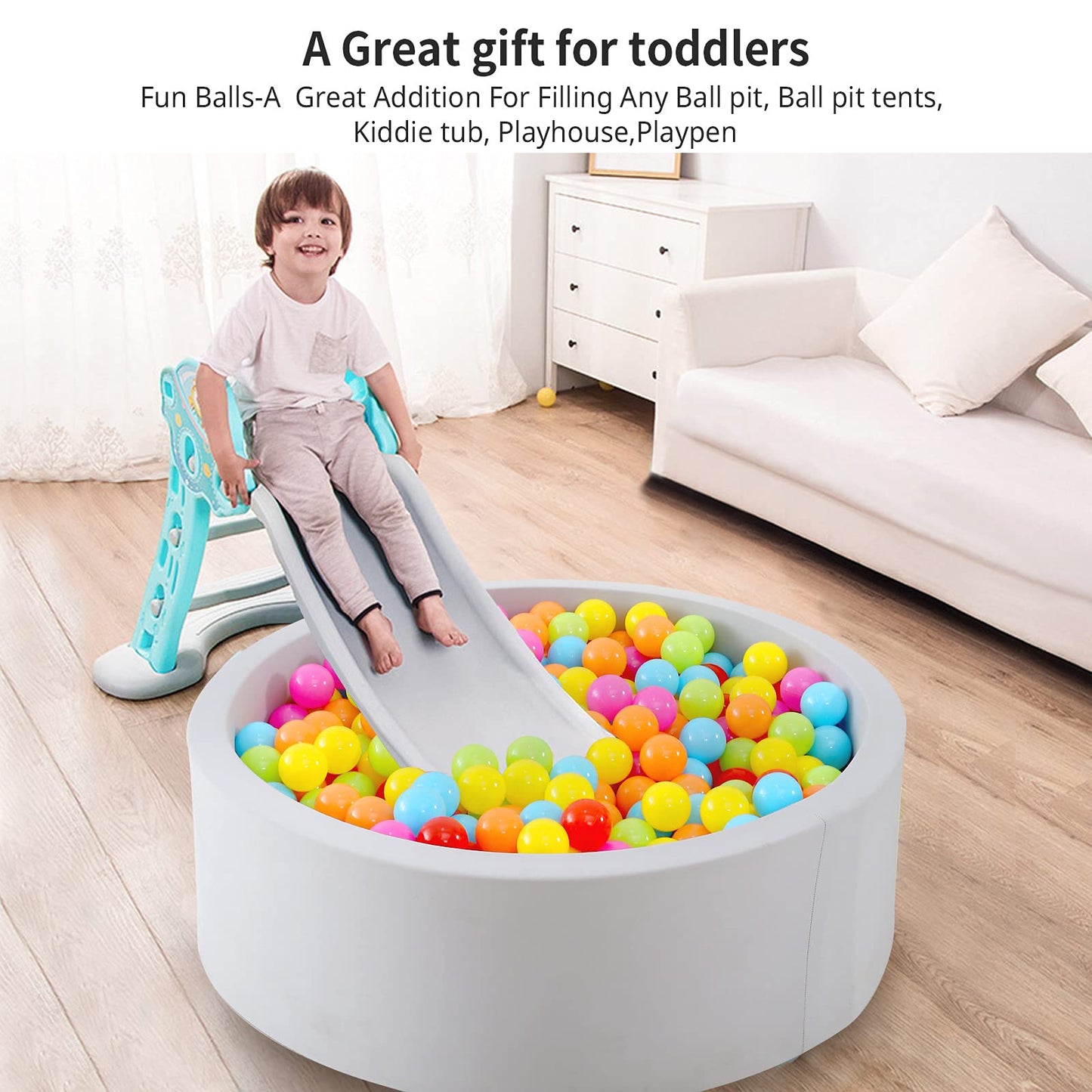 Heopeis Soft Plastic Ball Pit Balls – Crush-Proof 2.2-Inch Balls for Kids (100/200/500 Pack)
