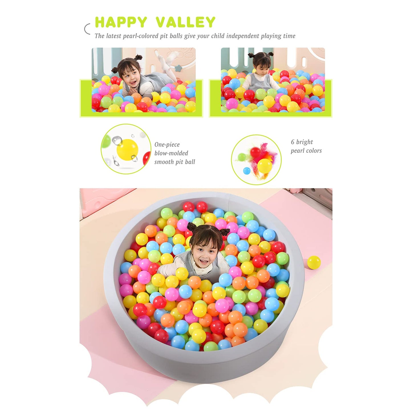 Heopeis Soft Plastic Ball Pit Balls – Crush-Proof 2.2-Inch Balls for Kids (100/200/500 Pack)