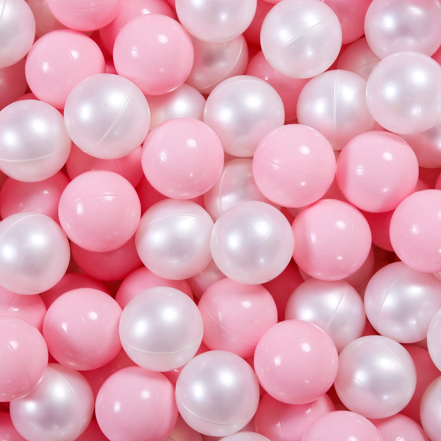 Heopeis Ball Pit Balls 2.2in, 100Pcs – Pink & Pearl White Crush-Proof Plastic Toy Balls