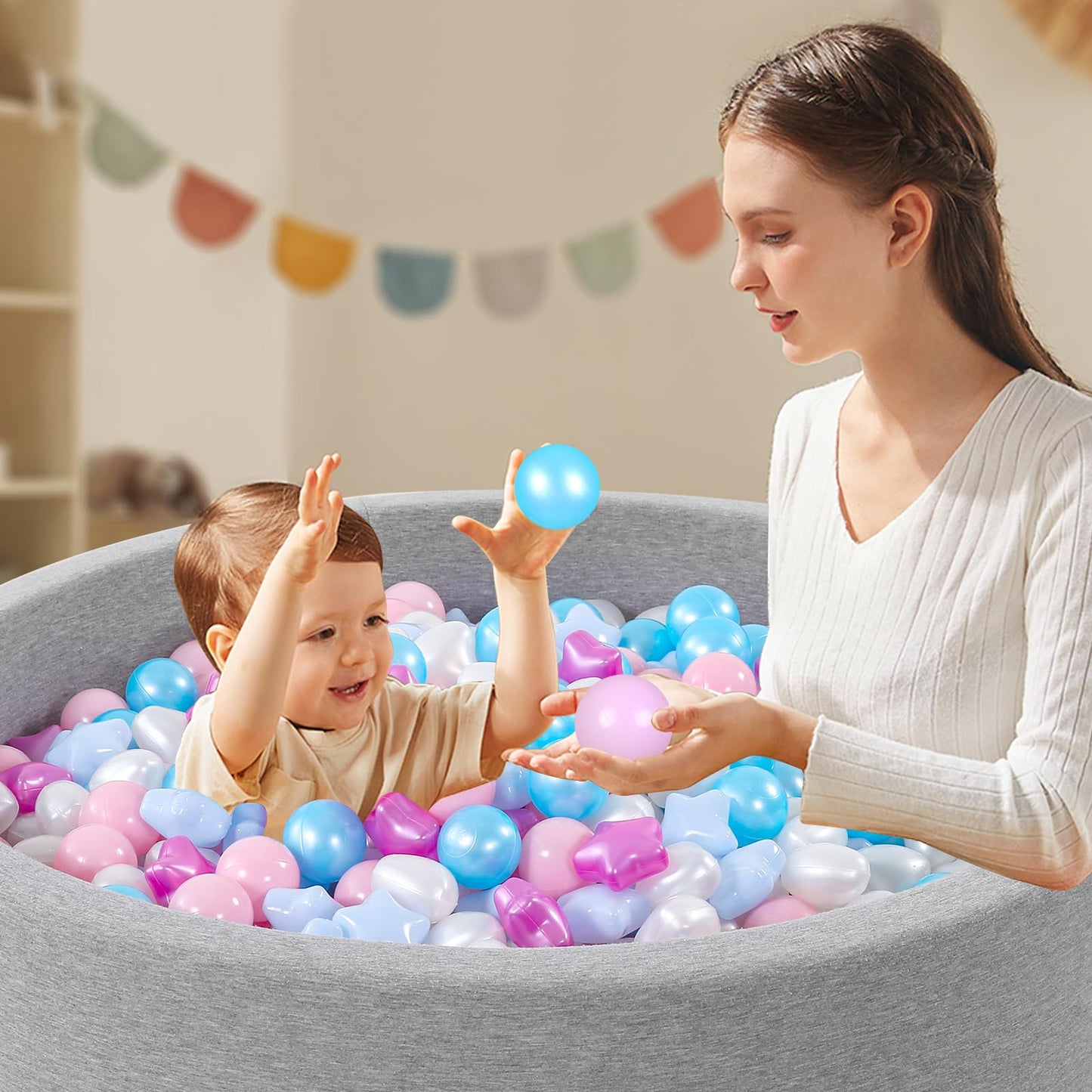 Heopeis Star Ball Pit Balls for Toddlers – 100-Pack, Crush-Proof, Non-Toxic, BPA-Free, Multi-Purpose Play Balls