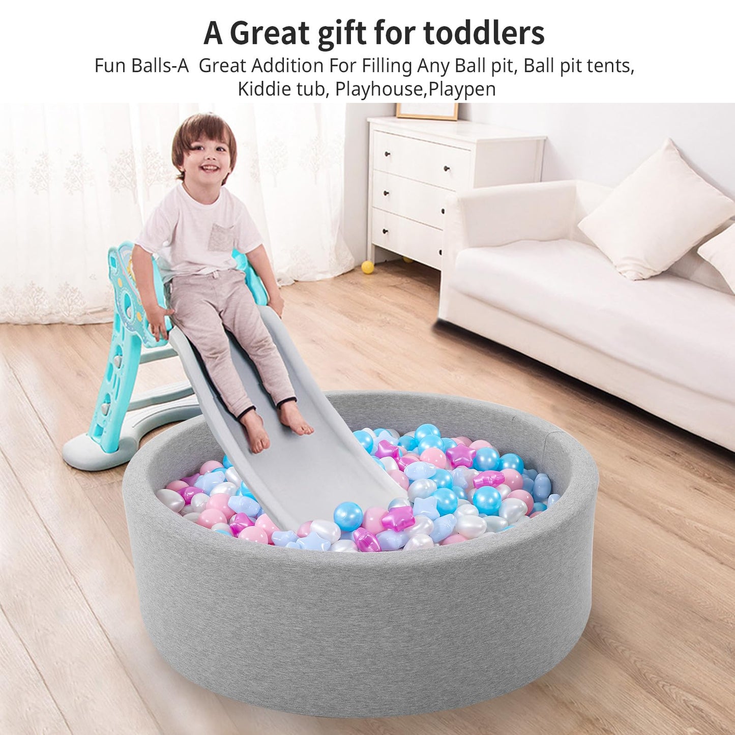 Heopeis Star Ball Pit Balls for Toddlers – 100-Pack, Crush-Proof, Non-Toxic, BPA-Free, Multi-Purpose Play Balls