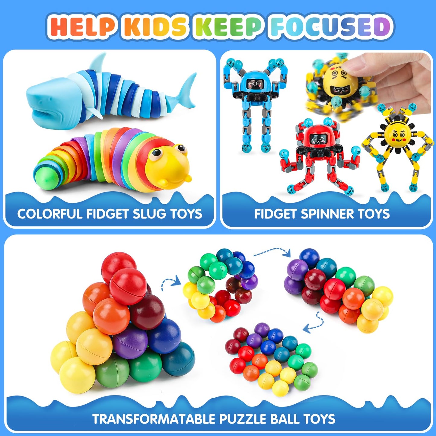 Hepoasky Fidget Sensory Toys – 26 Pack Anxiety Relief Kit for Kids & Adults | Classroom & Travel Toys