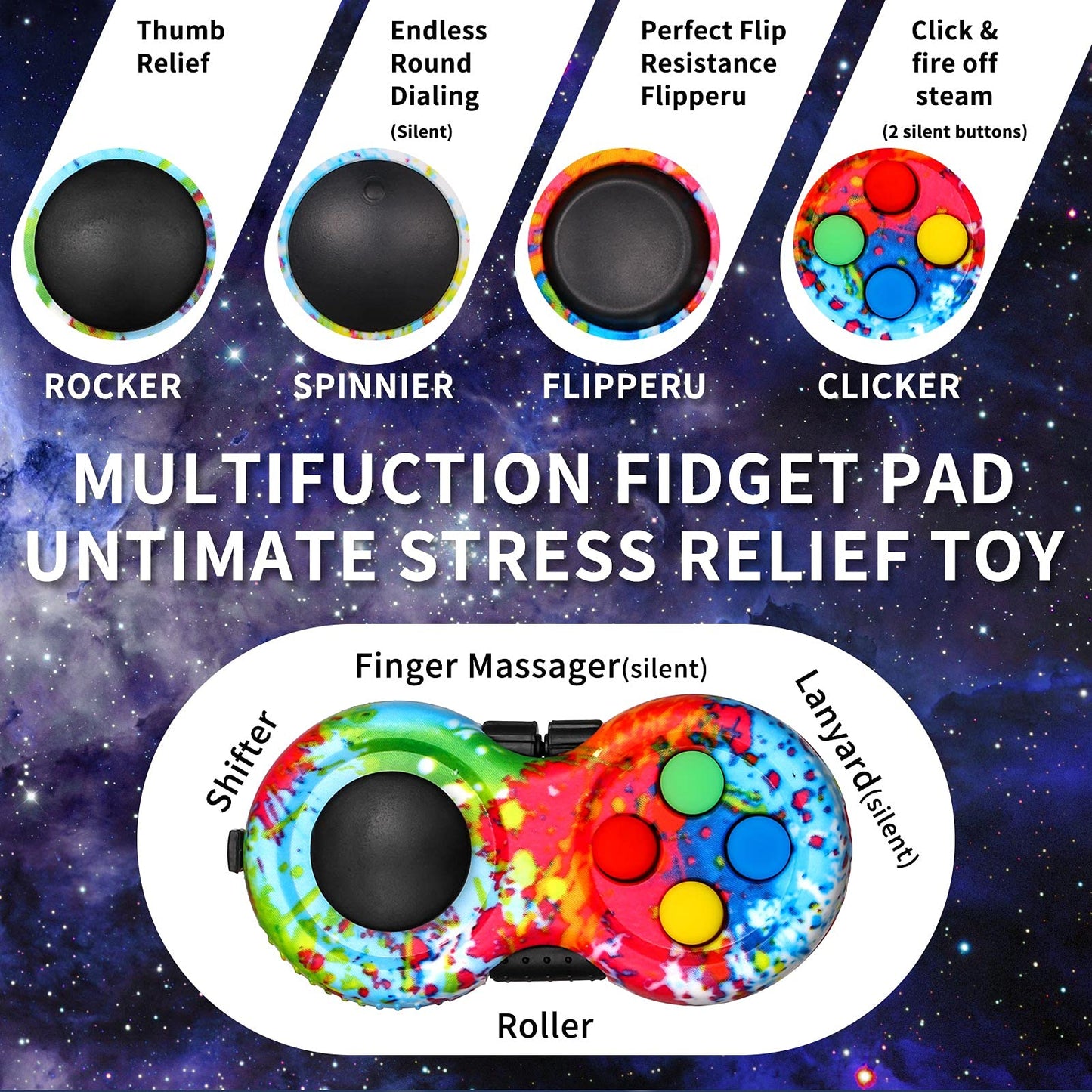 HEQU 2-Pack Fidget Controller Pad – Portable Stress Relief Game Pad