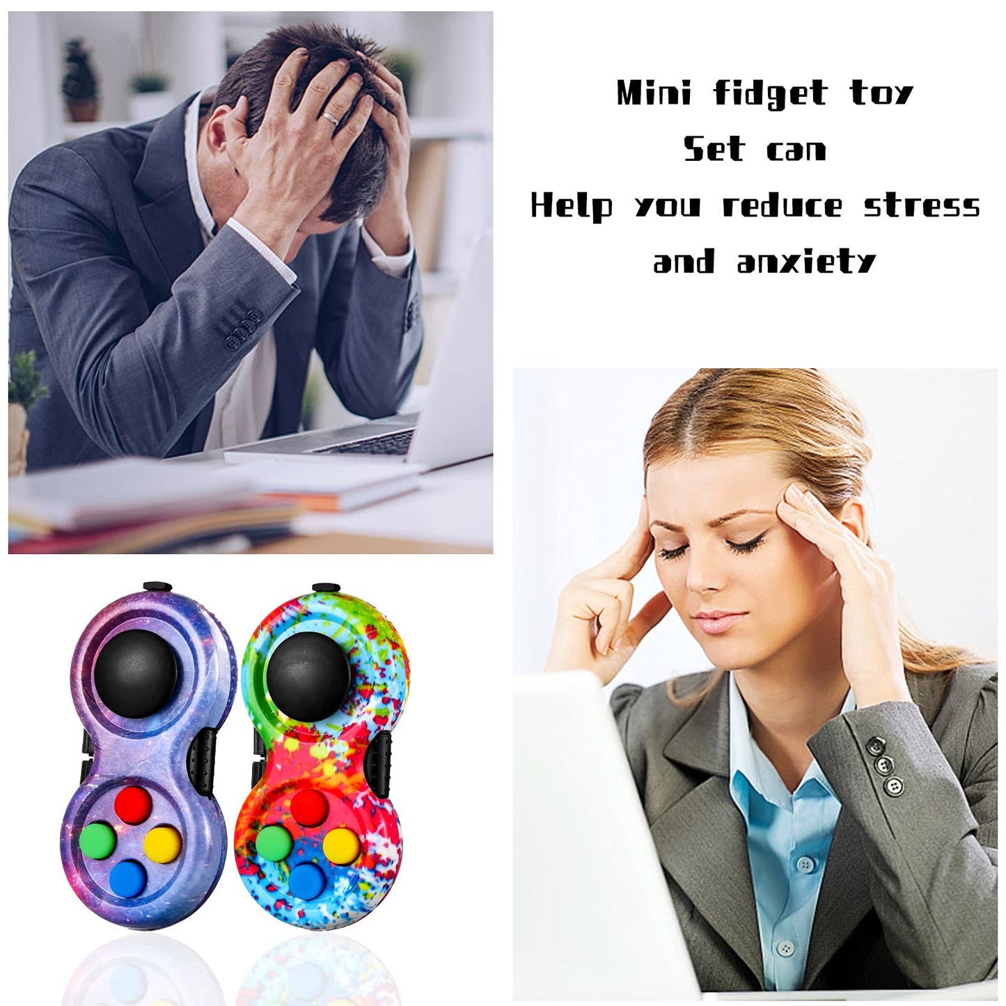 HEQU 2-Pack Fidget Controller Pad – Portable Stress Relief Game Pad