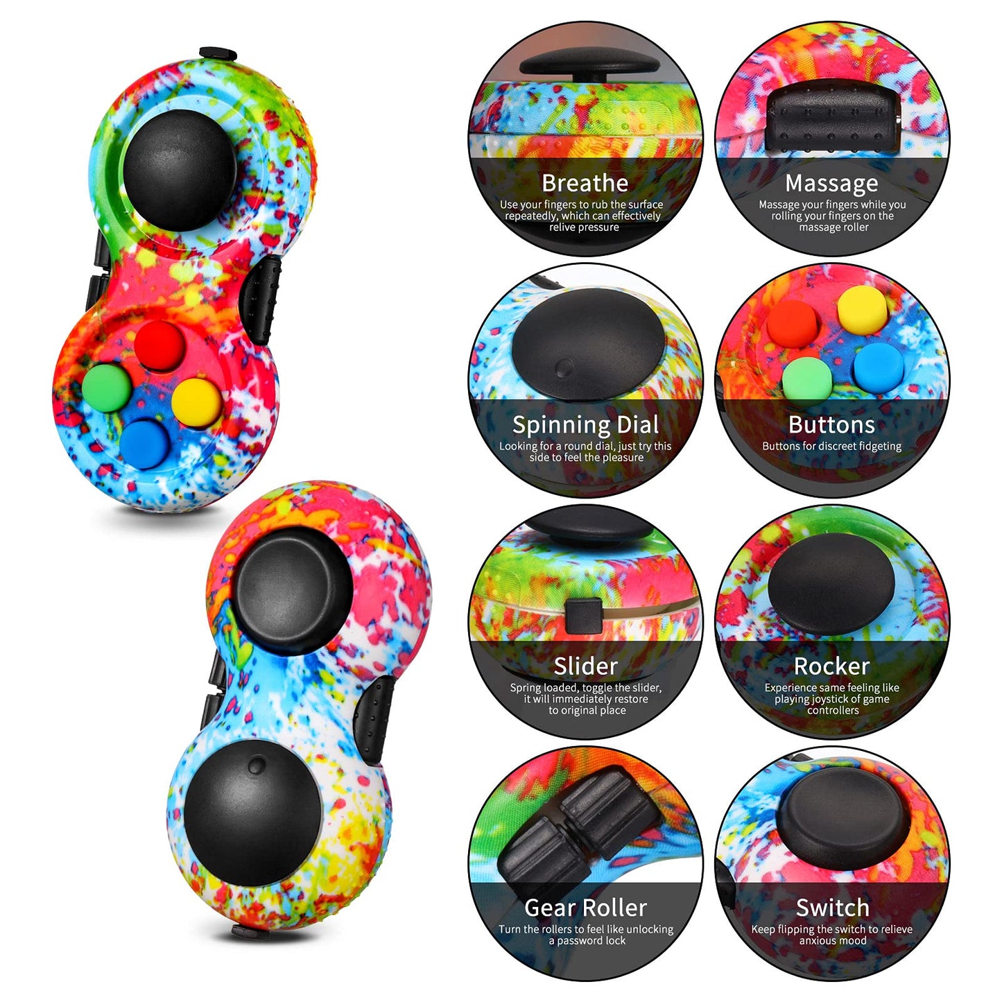 HEQU 2-Pack Fidget Controller Pad – Portable Stress Relief Game Pad