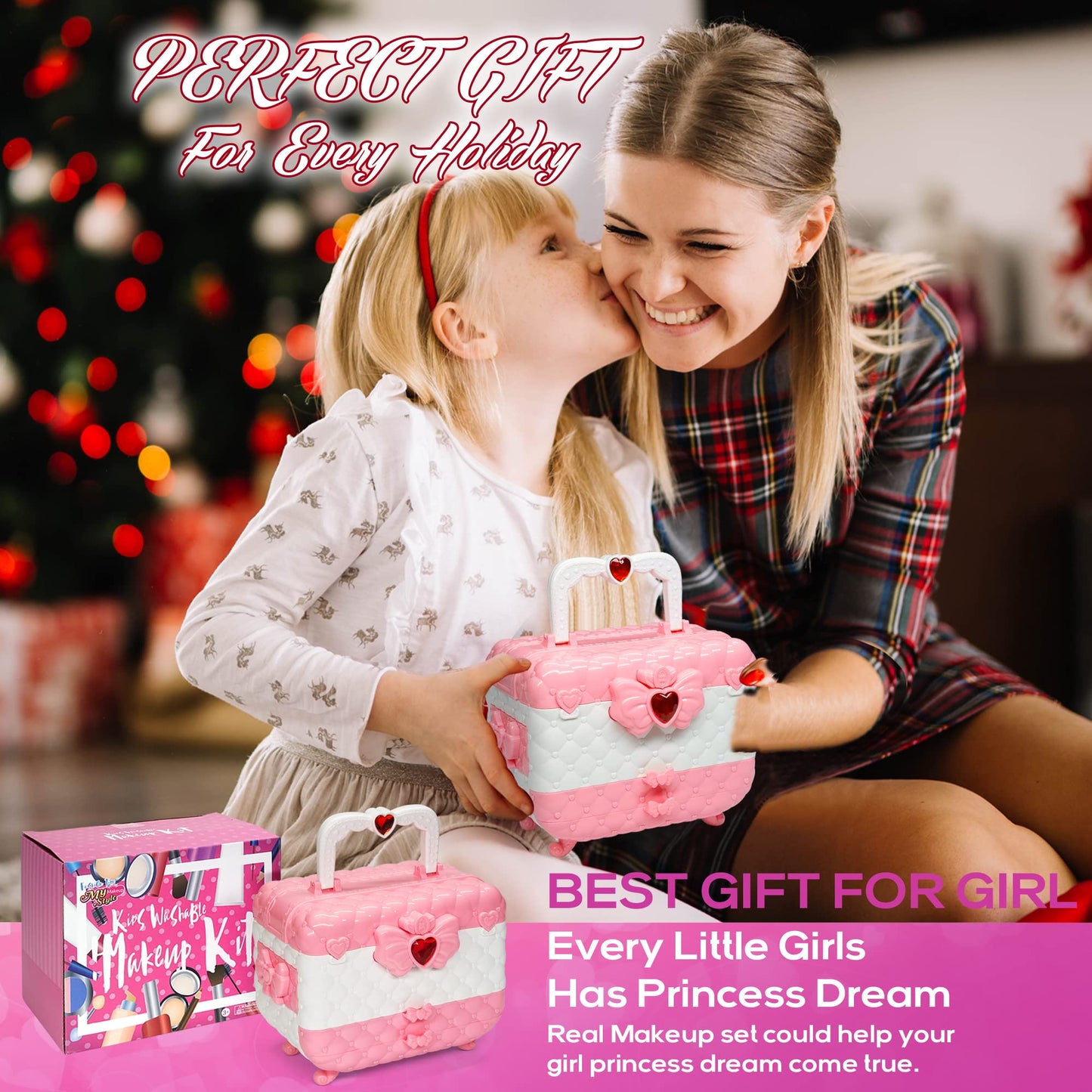 HERAPFANN Kids Makeup Sets for Girls – 57-Piece Play Makeup Kit