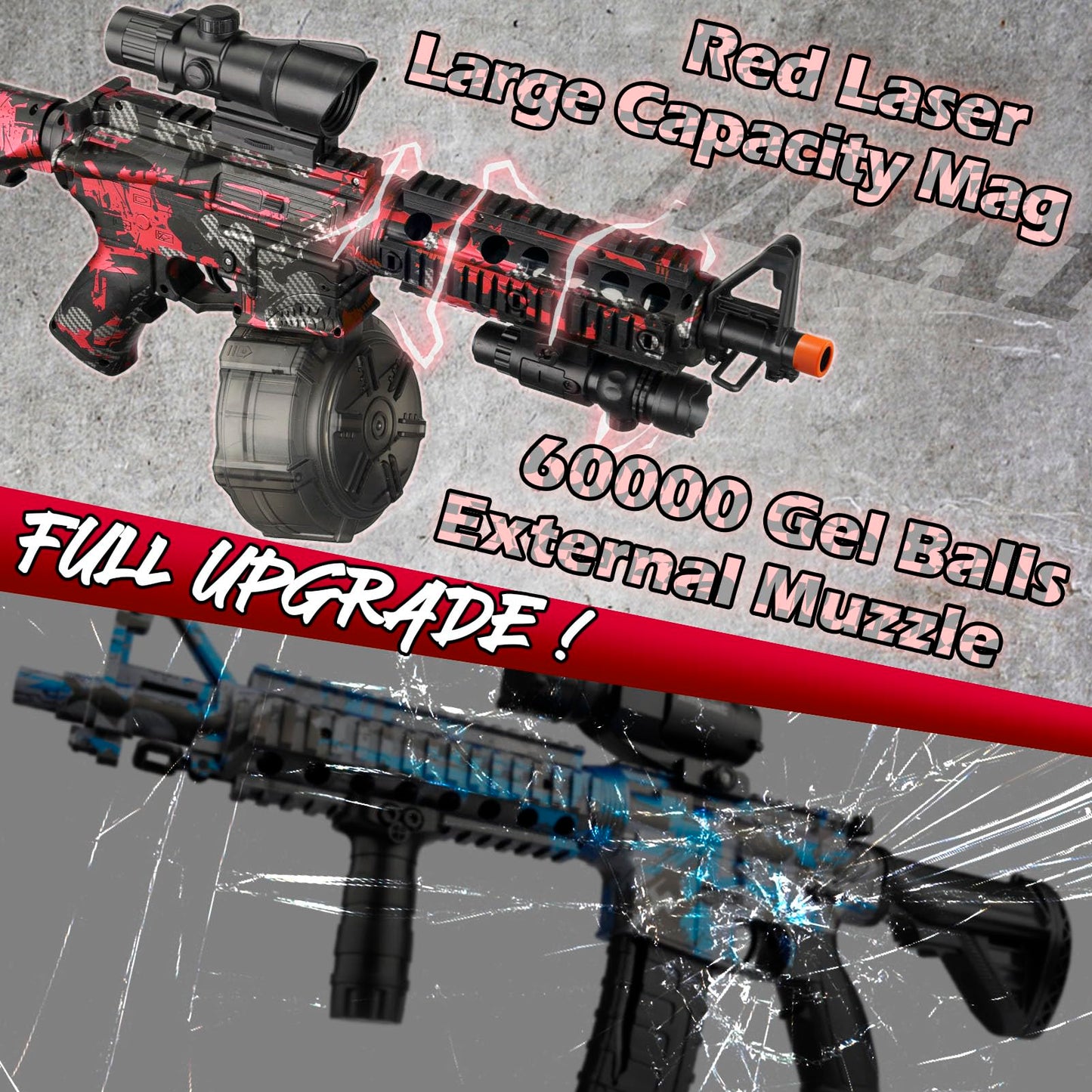 Herisona Large Electric Gel Splat Blaster – Auto & Manual, 60,000 Gels