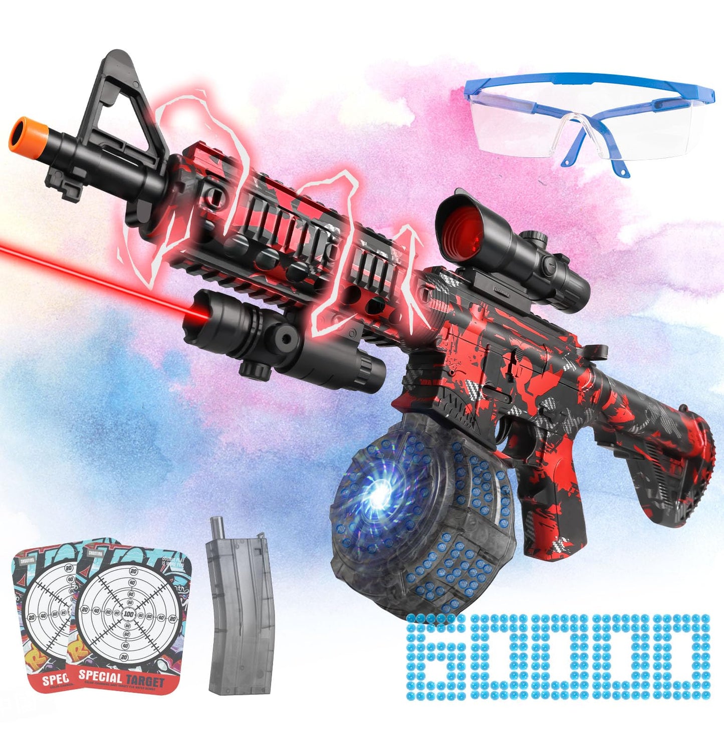 Herisona Large Electric Gel Splat Blaster – Auto & Manual, 60,000 Gels