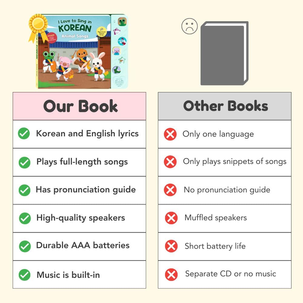 Heritage Kids Press I Love to Sing in Korean: Animal Songs – Interactive Song Book for Toddlers