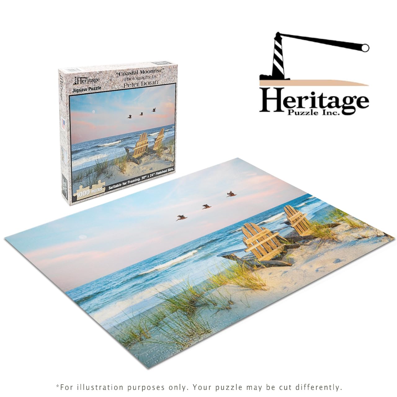 Heritage Puzzle Coastal Moonrise by Peter Doran – 1000 Pieces, 30 by 24 inches