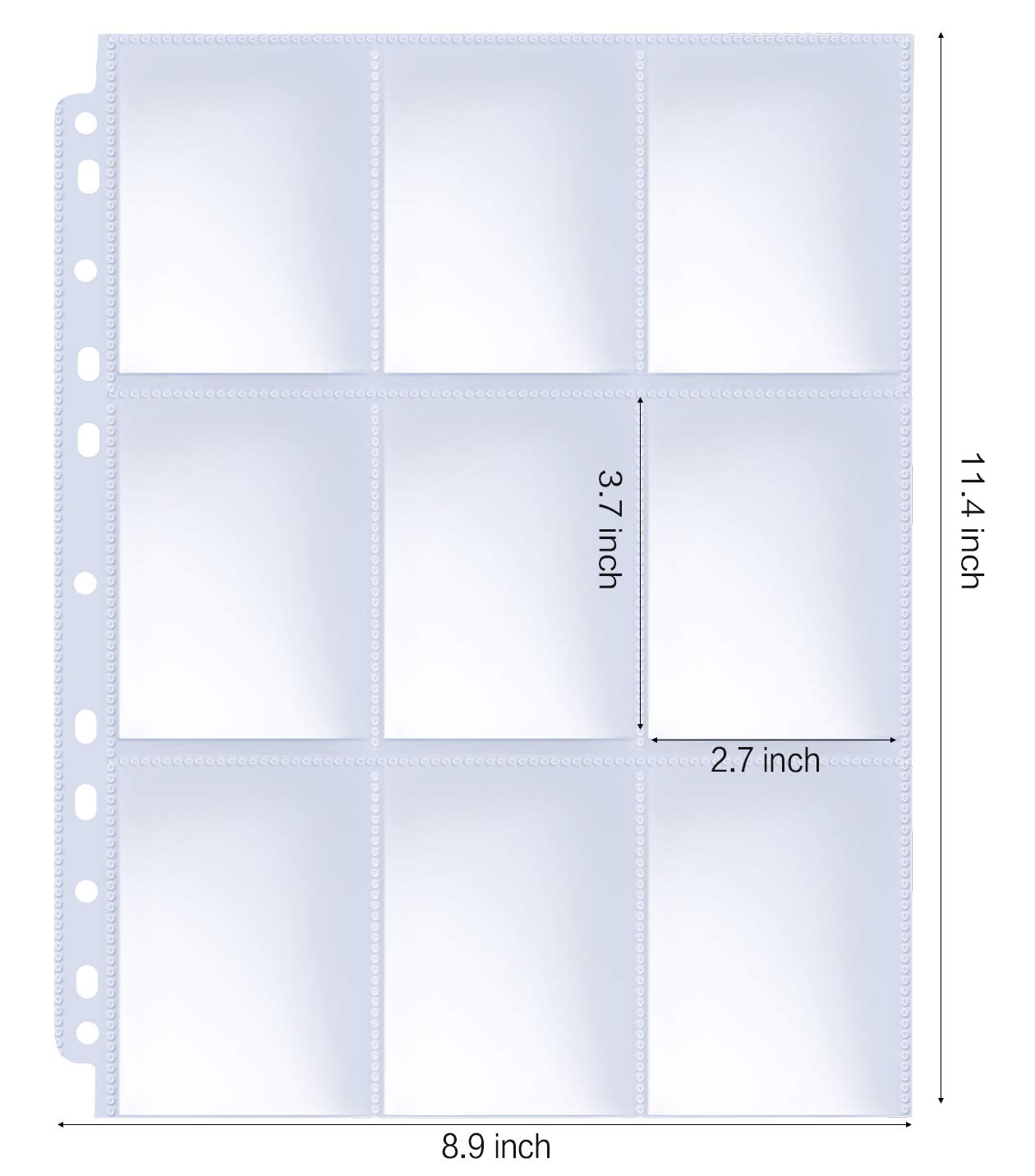 HERKKA Trading Card Sleeve Pages – 100 Pack, 9-Pocket, 11-Hole for 3-Ring Binders