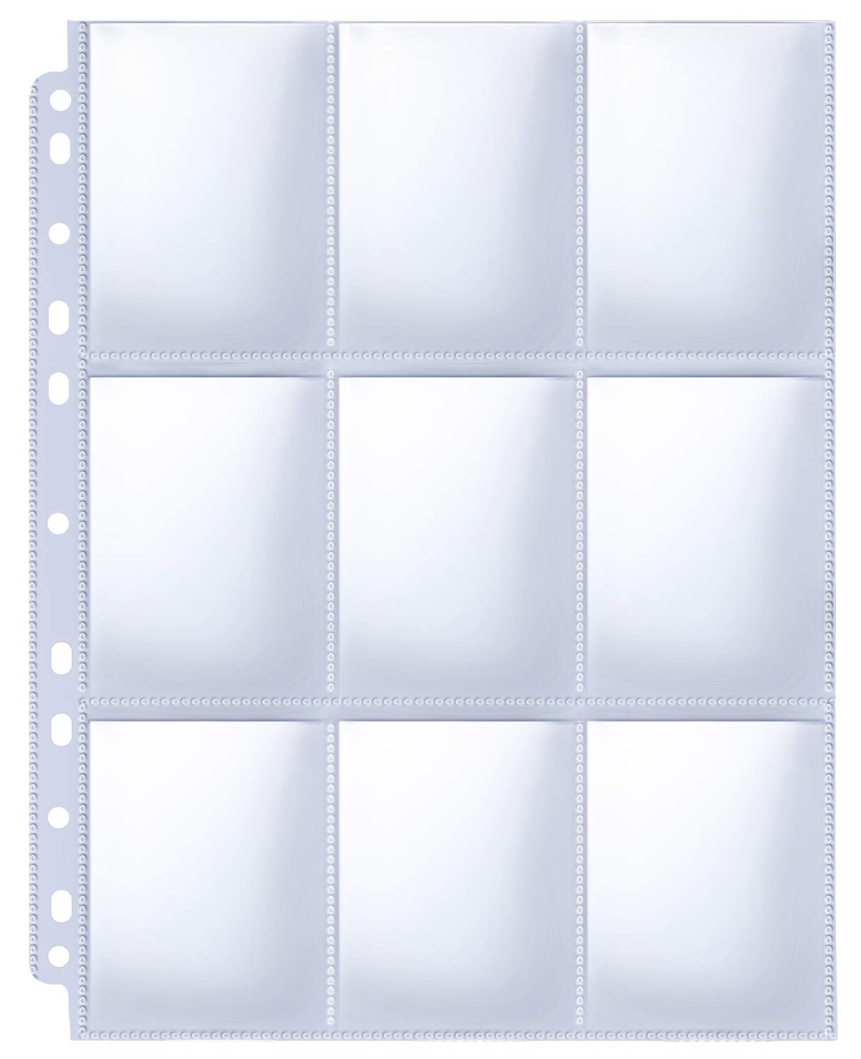 HERKKA Trading Card Sleeve Pages – 100 Pack, 9-Pocket, 11-Hole for 3-Ring Binders