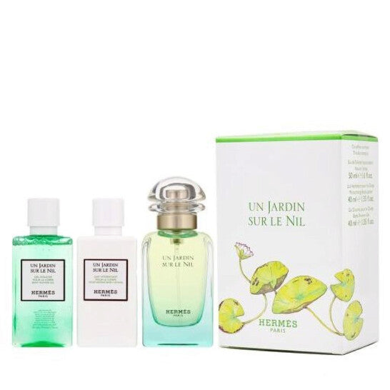 Hermes Un Jardin Sur Le Nil Gift Set 50ml EDT + 40ml Body Lotion + 40ml Shower Gel