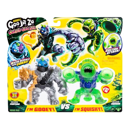 Heroes of Goo JIT Zu Cursed Goo Sea Versus Pack – Pantaro & Squidor Exclusive Figures, Color Change & 3x Stretch