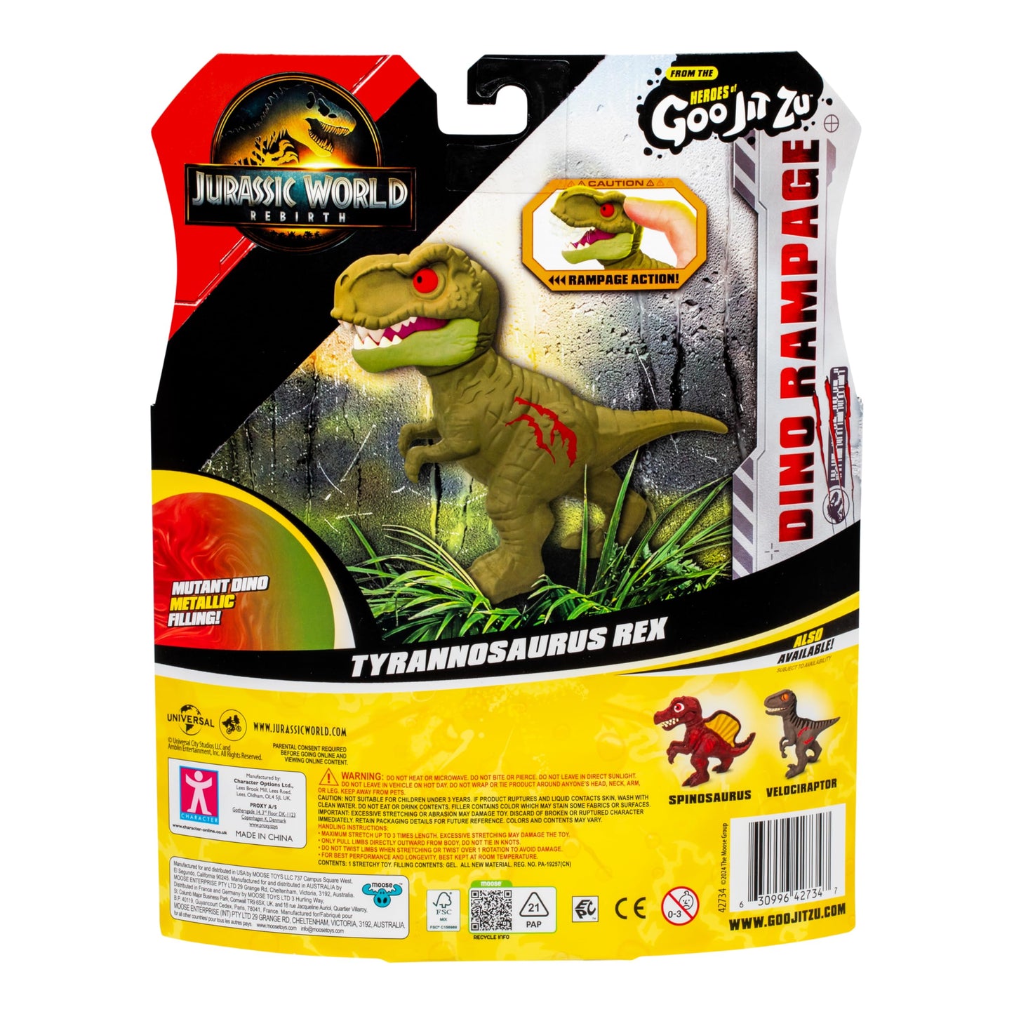 Heroes of Goo Jit Zu Jurassic World Rebirth Dino Rampage Tyrannosaurus Rex – Super Squishy, Stretchy with Rampage Jaws