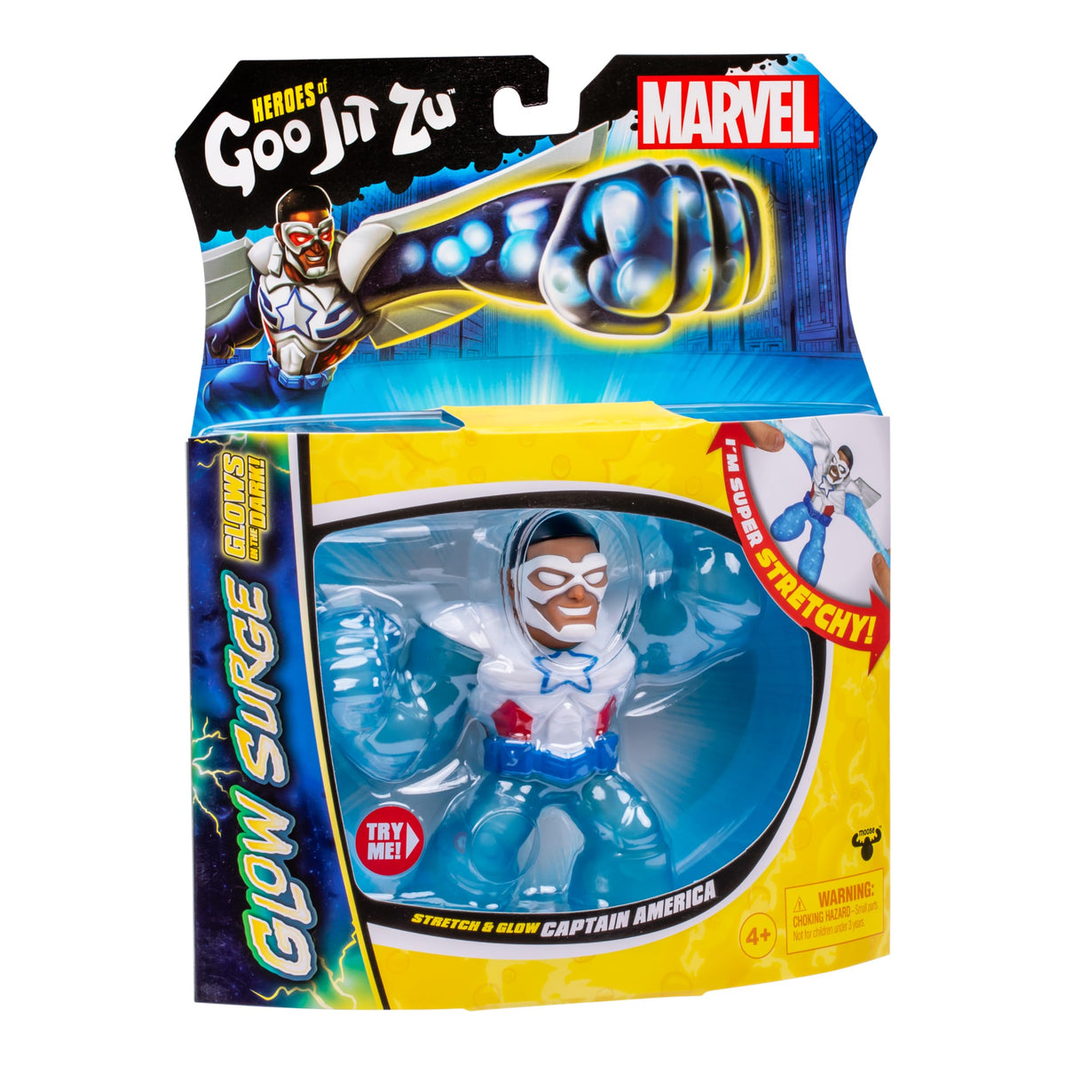 Heroes of Goo JIT Zu Glow Surge Sam Wilson – Stretch & Glow Captain America Toy