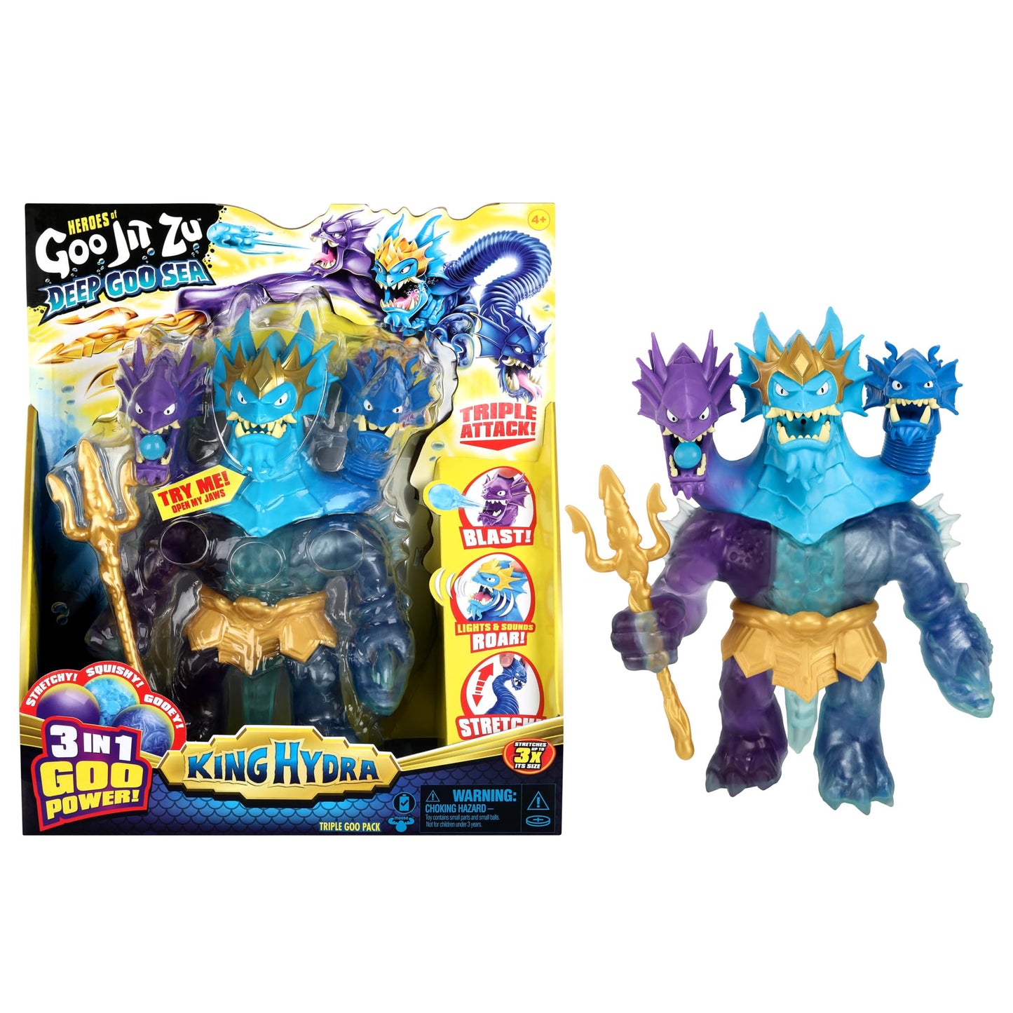 Heroes of Goo Jit Zu Deep Goo Sea King Hydra – 3-in-1 Goo Power, Light & Sound Battle Action