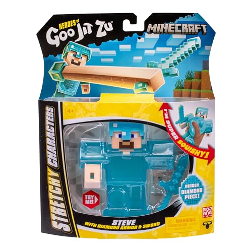 Heroes of Goo Jit Zu Minecraft Steve with Diamond Armor & Sword – Super Stretchy with Hidden Diamond Piece