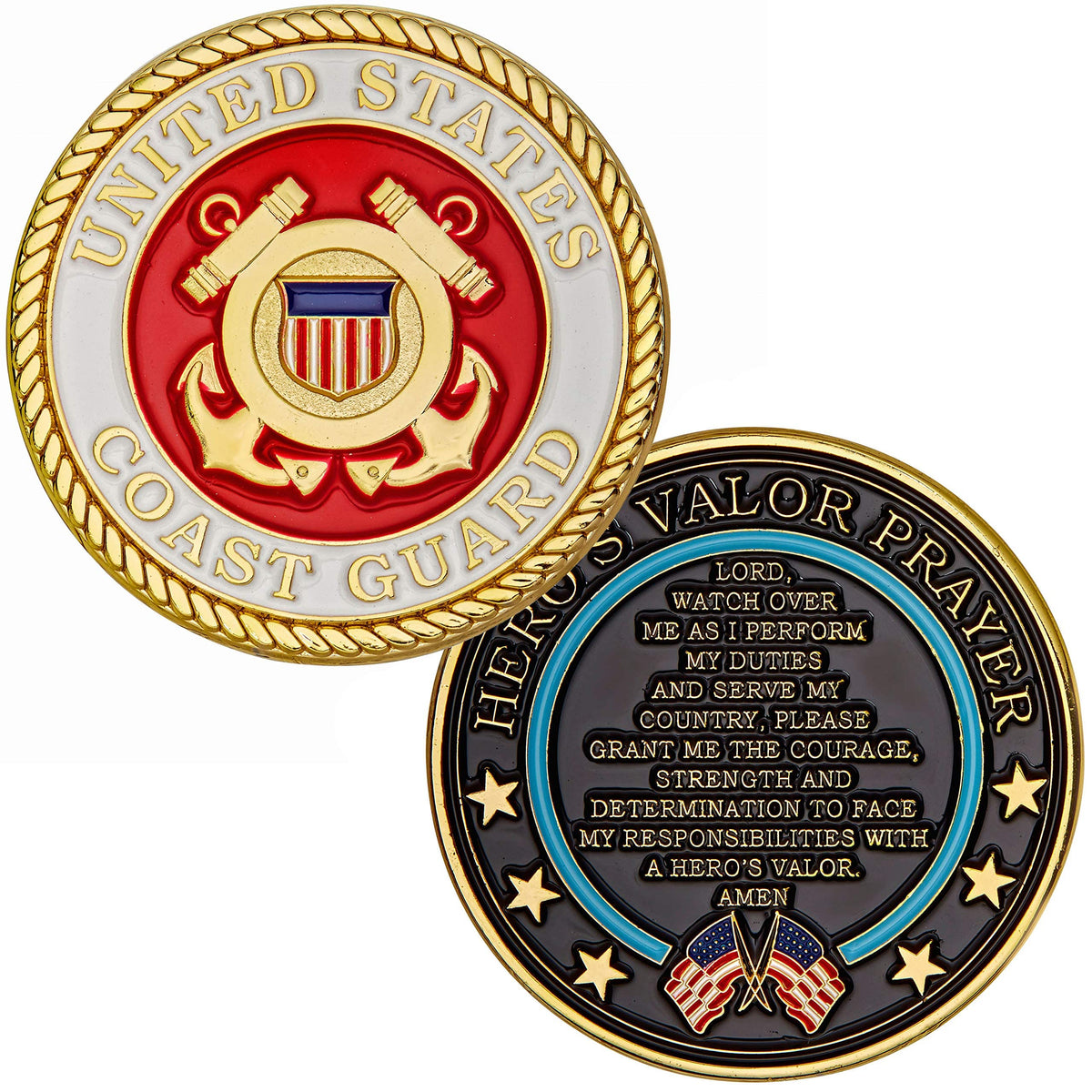 Hero's Valor Coast Guard Challenge Coin Prayer 1-Pack | Keepsake & Honor