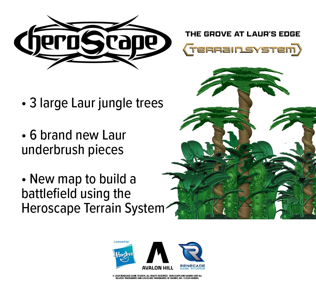 Heroscape Grove at Laur's Edge Terrain Pack – 3 Laur Jungle Trees & 6 Underbrush | Renegade Game Studios