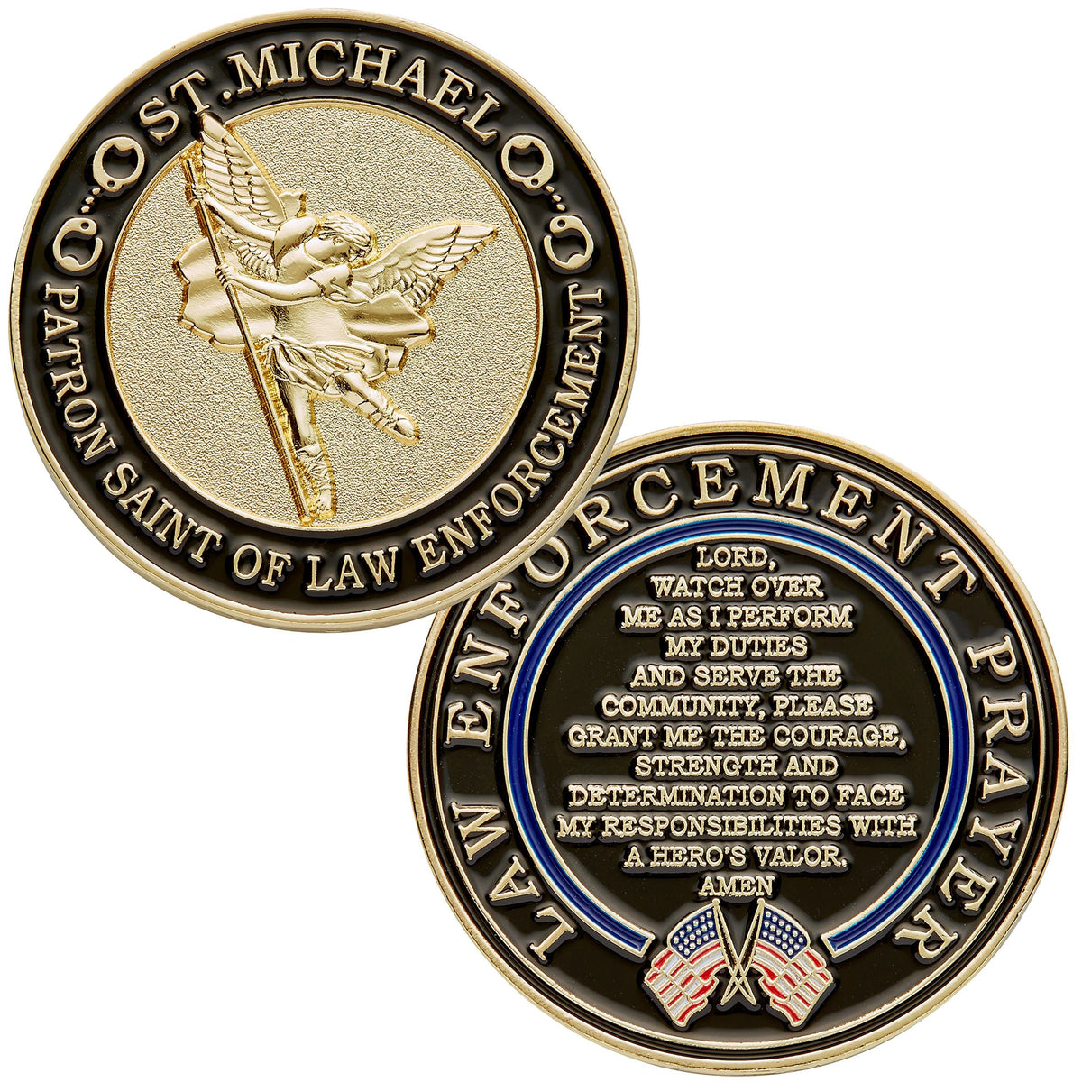 St. Michael Law Enforcement Challenge Coin with Hero's Valor Prayer – 1 Pack | Hero's Valor