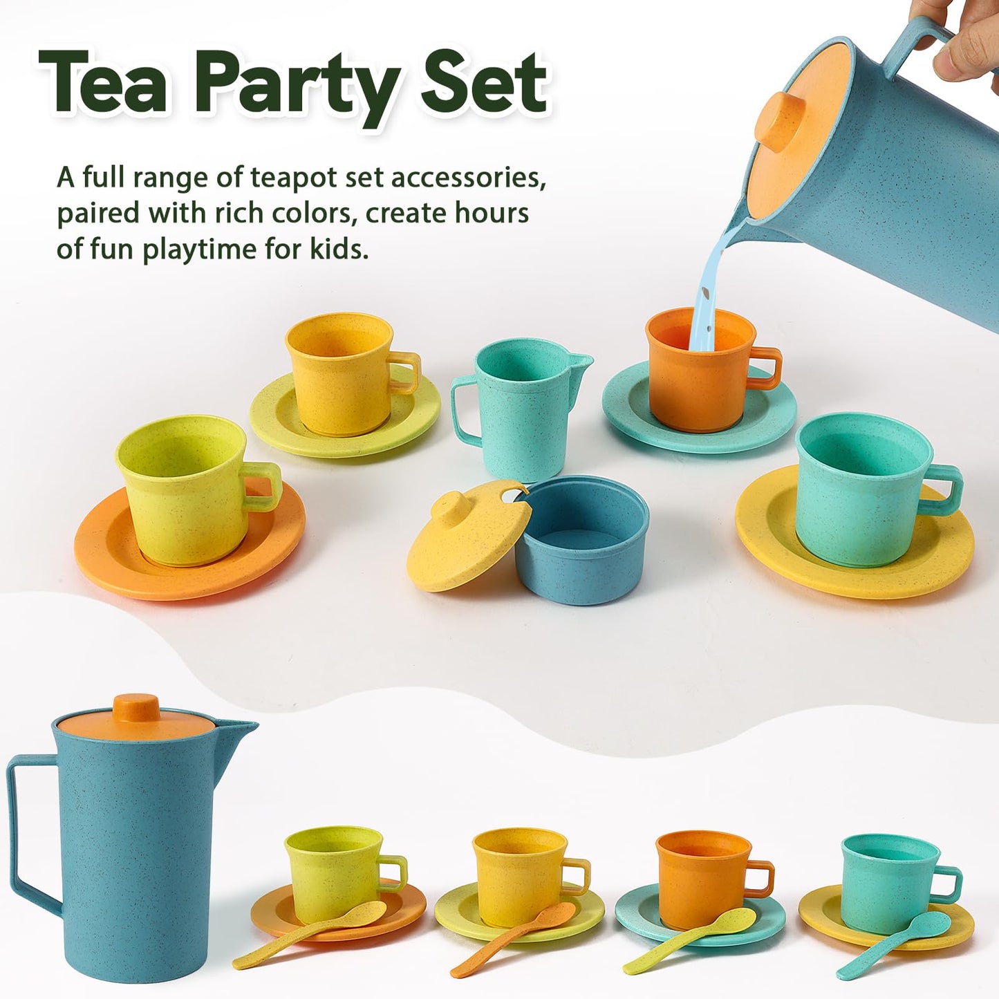 HERSITY Picnic Basket Tea Set for Toddlers – Pretend Play Kitchen Accessories (3-5 Years)