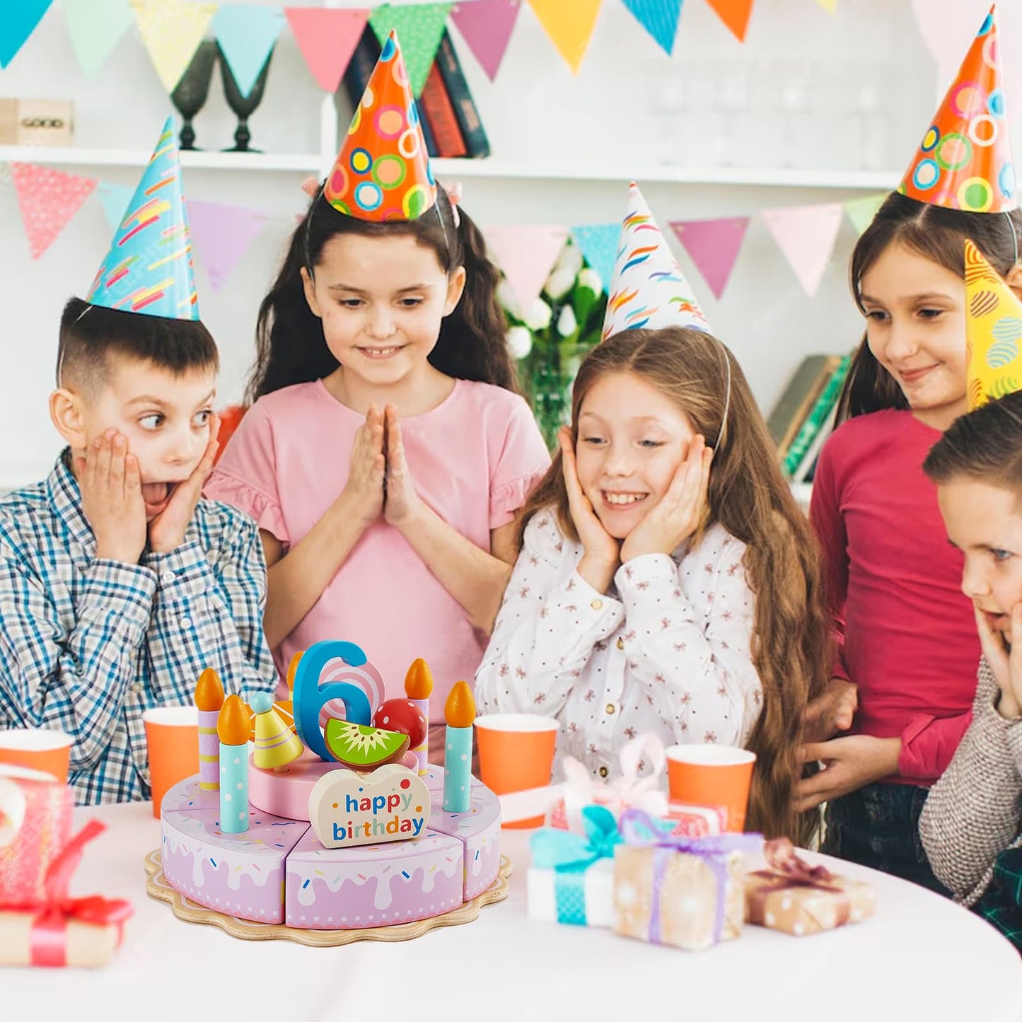 HERSITY Wooden Birthday Cake Toy Play Set – Pretend Baking & Party for Toddlers 3–5