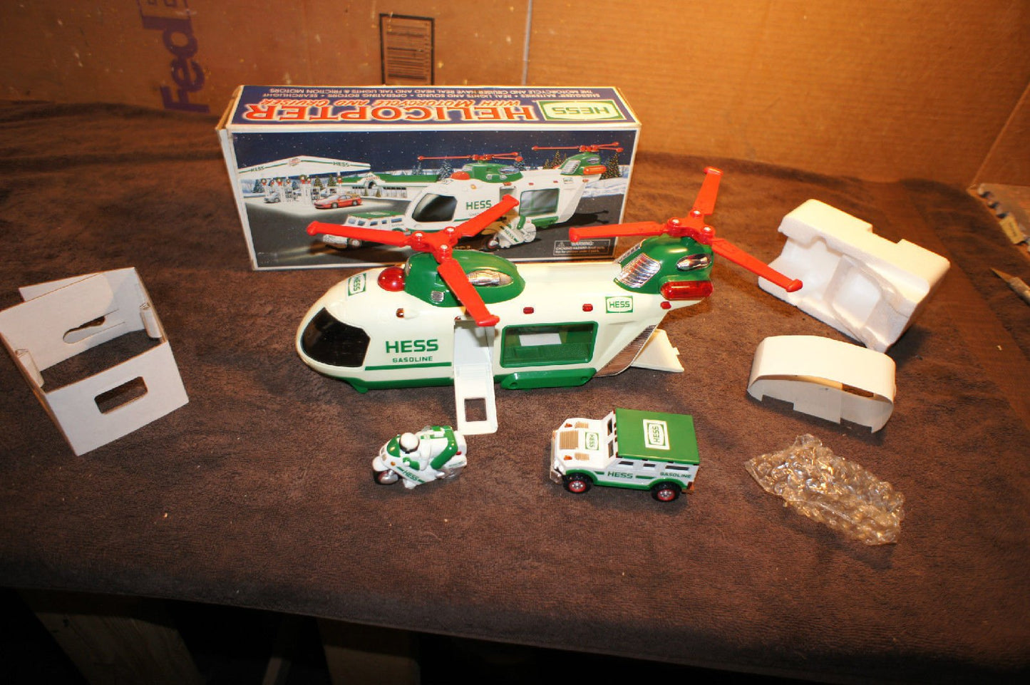 Hess 2001 Toy Helicopter with Motorcycle and Cruiser – Limited Edition