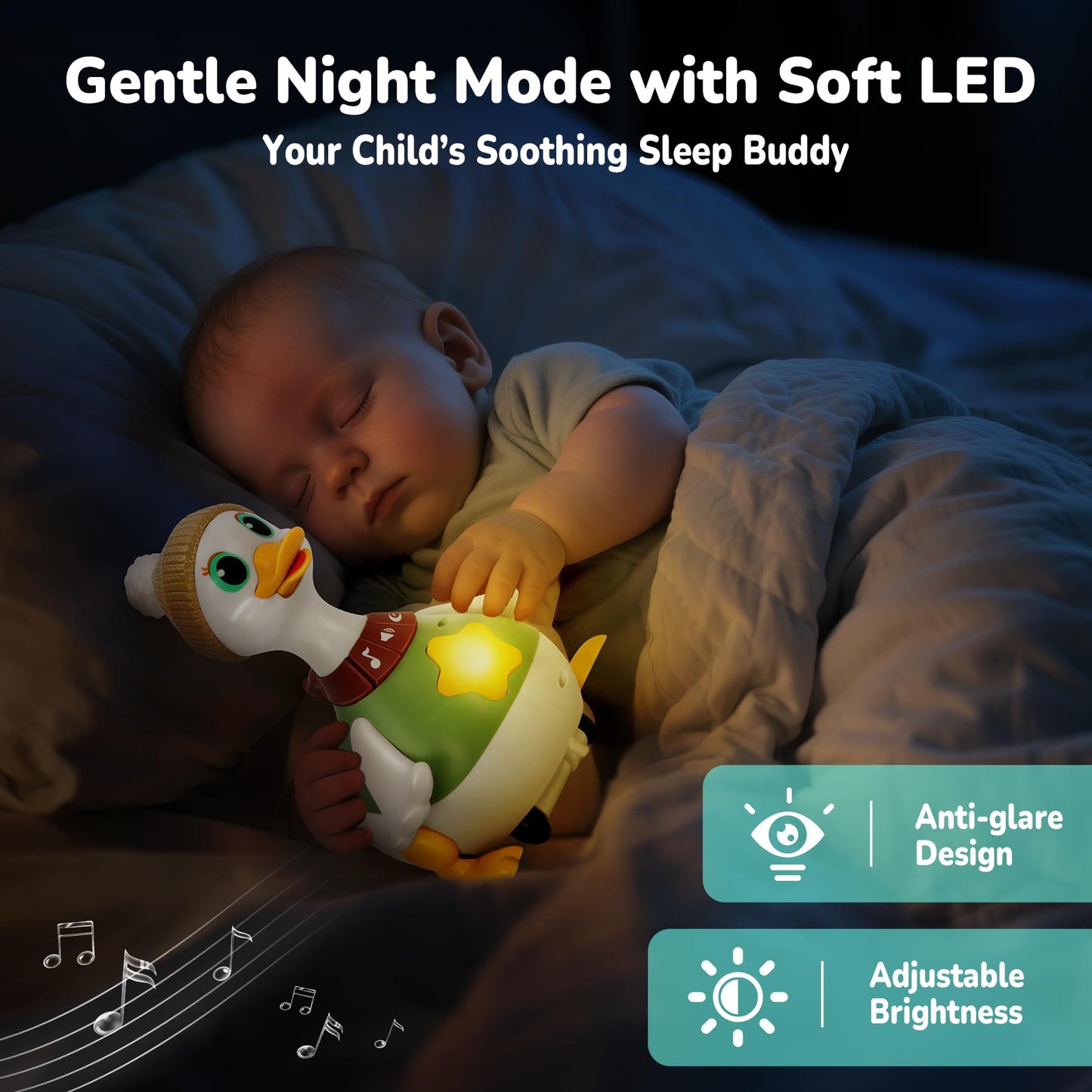 Hestiasko Tummy Time Duck Toy Set (6–12 Months) – Lights, Music & Crawling Play