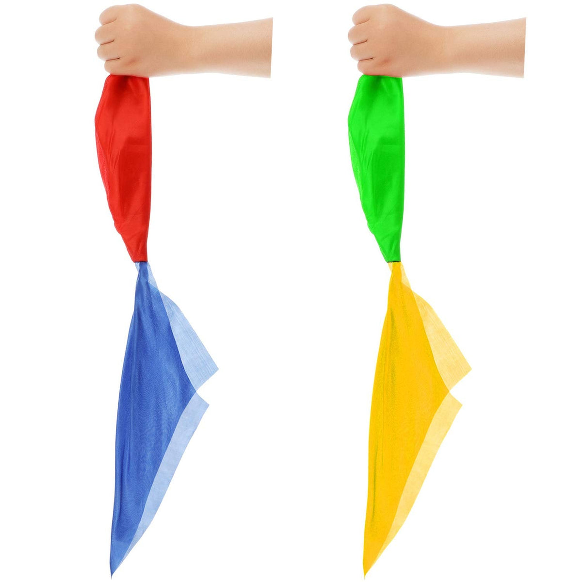 HESTYA 2-Pack Change Color Silk Scarves for Magic Tricks – Four-Color Silk Props (2 Pieces)