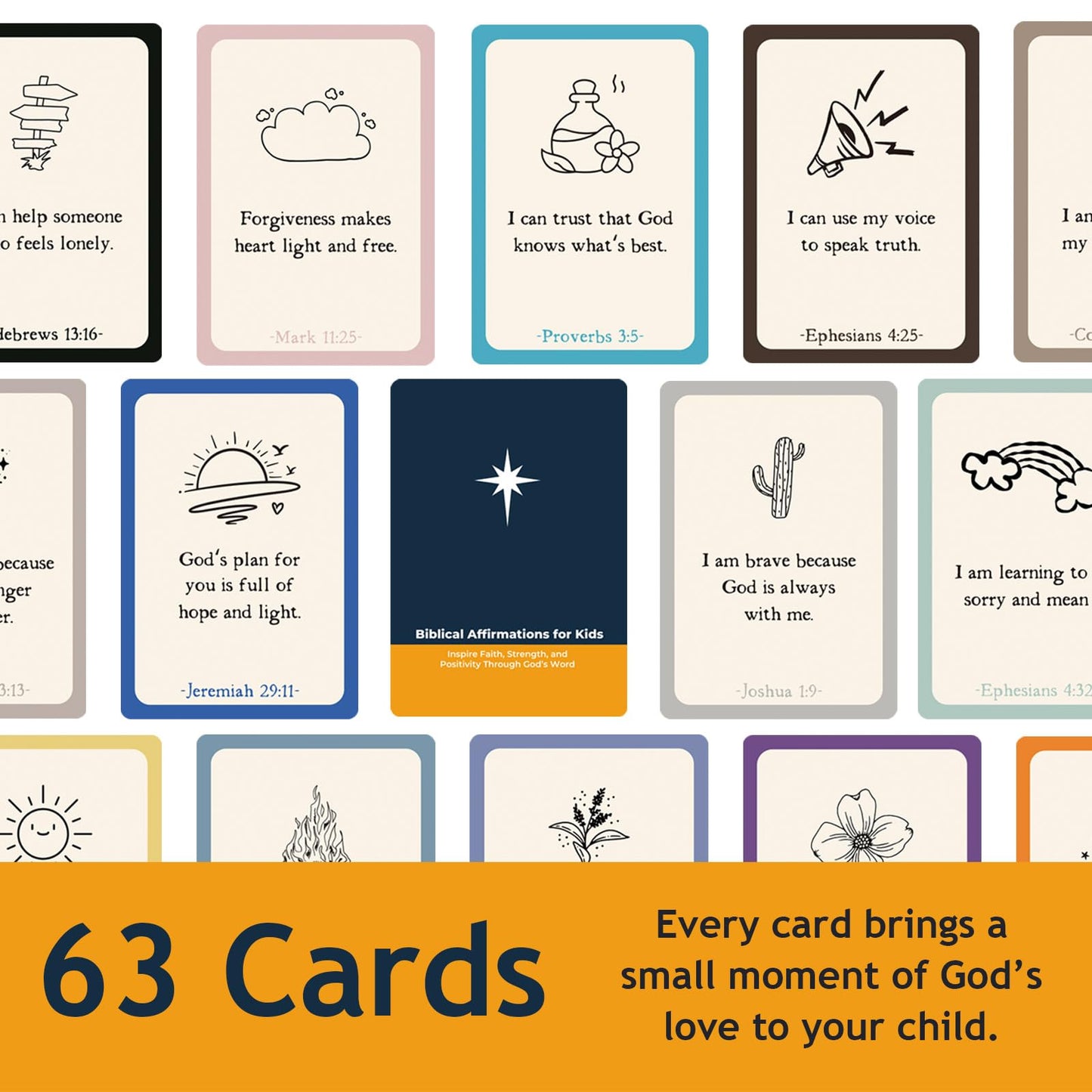 Hesuuho Easter Gift for Kids: 63 Biblical Affirmation Cards for Daily Faith