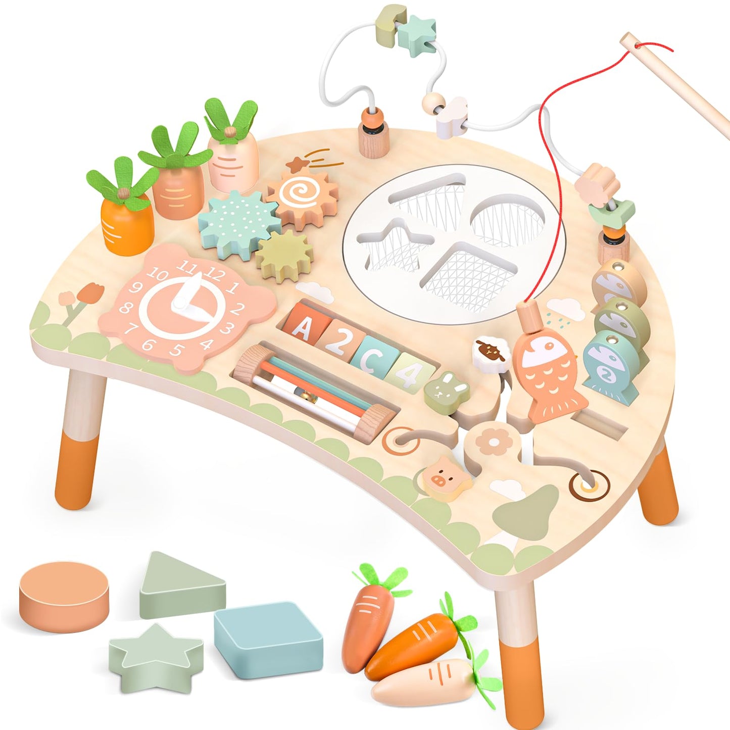 Hewaurorion 9-in-1 Montessori Sensory Table – Wooden Toddler Activity Center