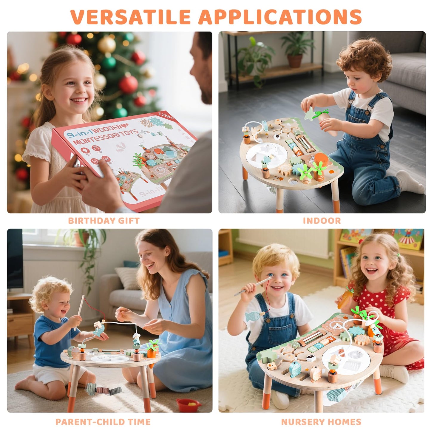 Hewaurorion 9-in-1 Montessori Sensory Table – Wooden Toddler Activity Center