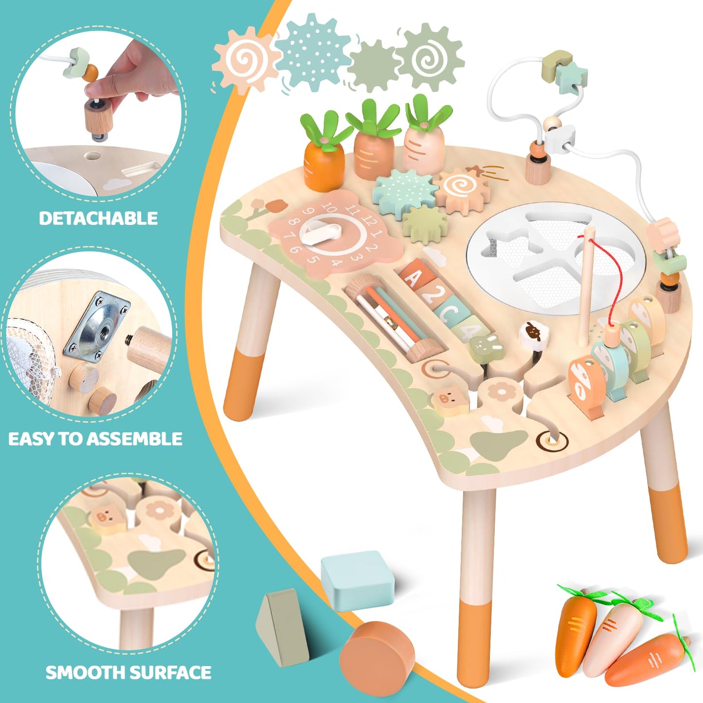 Hewaurorion 9-in-1 Montessori Sensory Table – Wooden Toddler Activity Center